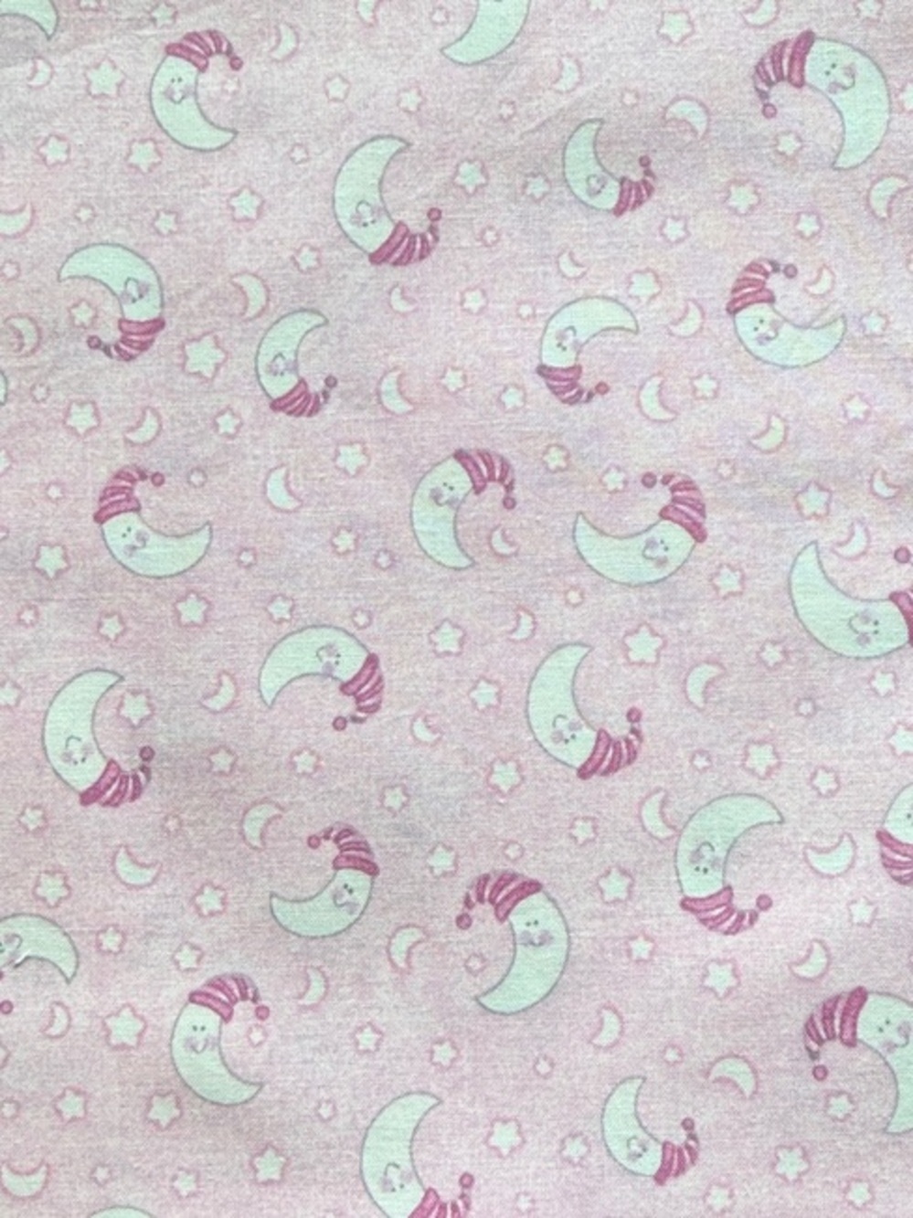 Pink Moon Pattern Cotton Baby Fabric - Soft Nursery Print